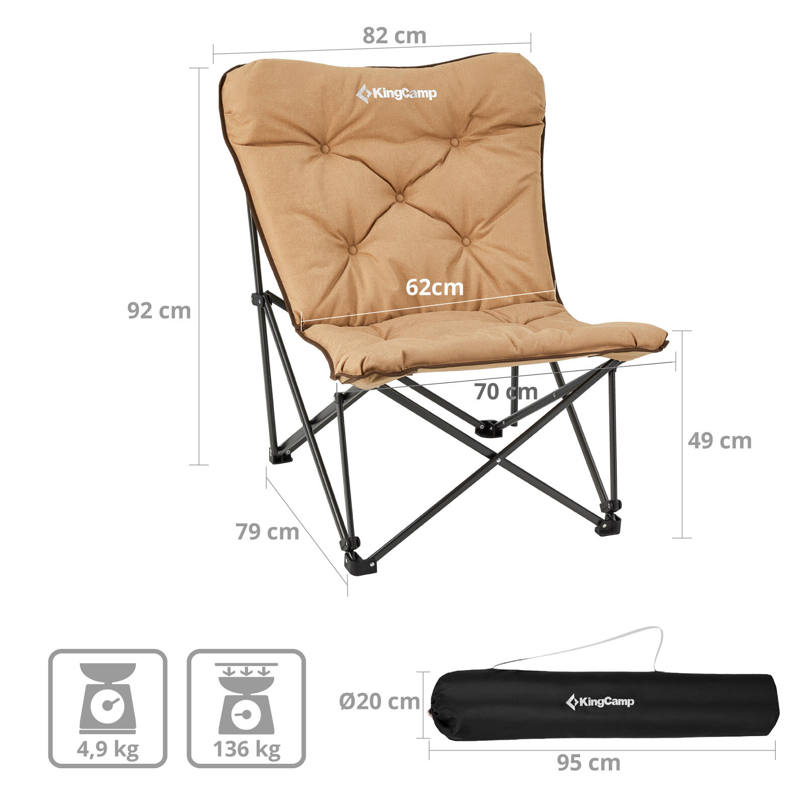 Sedia da Campeggio Lindon Relax butterfly chair lounge acciaio 136kg 2/7