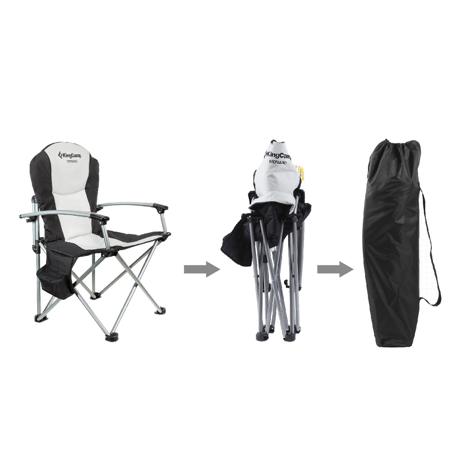 Sedia da Campeggio pieghevole con schienale alto pesca borsa fredda 160kg 3/5