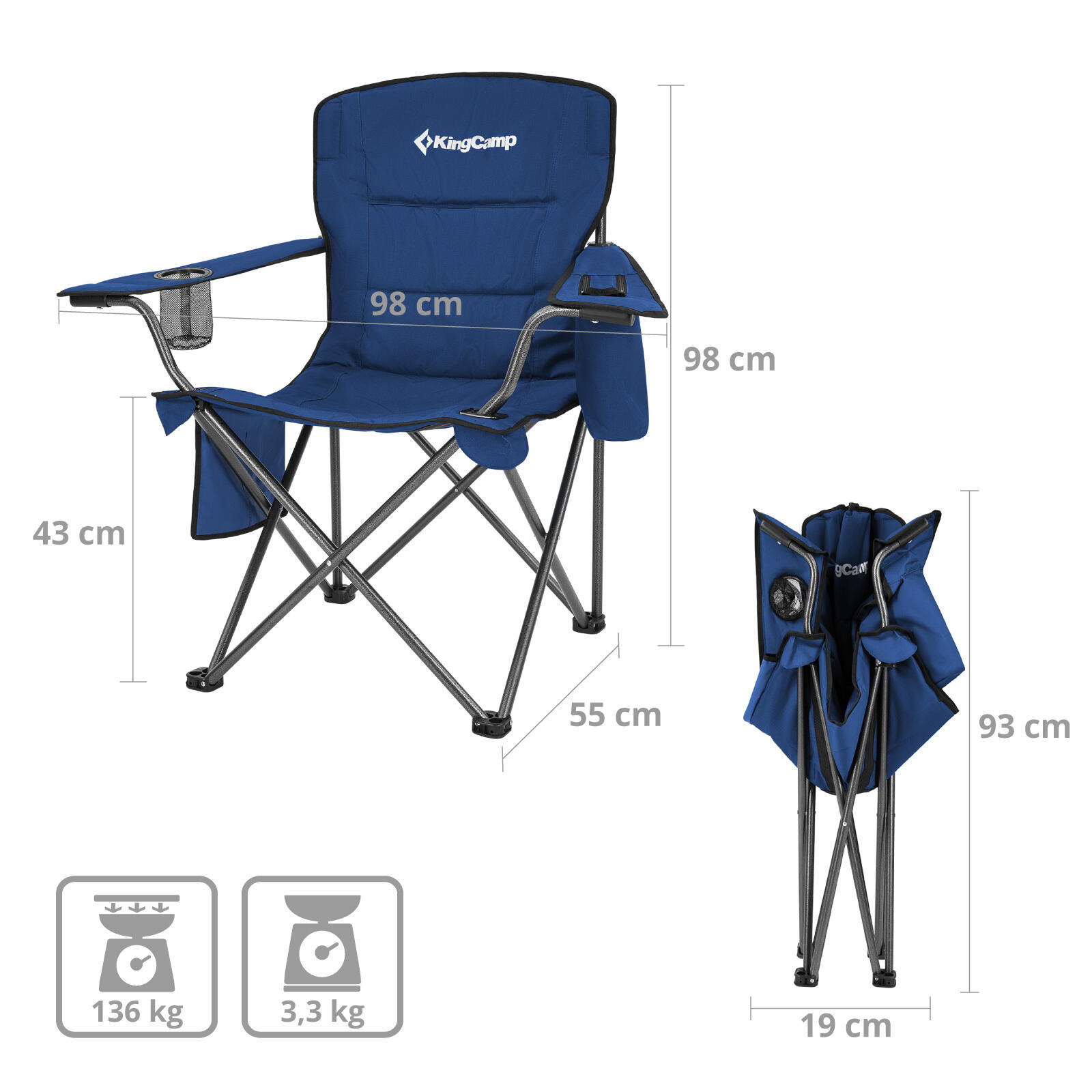 Sedia da Campeggio Oakdale pieghevole XL spiaggia Acciaio leggero 136kg 2/6