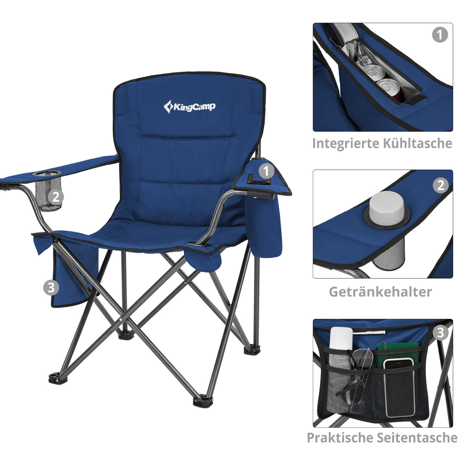 Sedia da Campeggio Oakdale pieghevole XL spiaggia Acciaio leggero 136kg 4/6