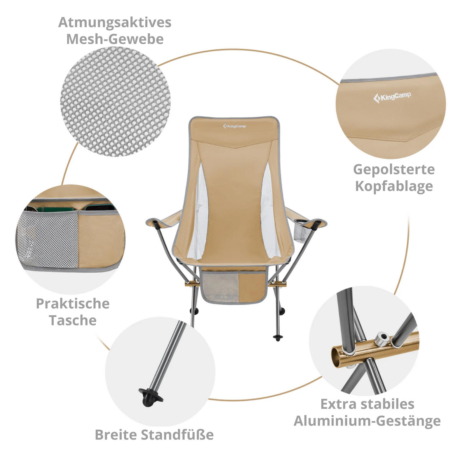 Sedia da Campeggio Cataby Deluxe pieghevole spiaggia Alluminio 120 kg 4/7