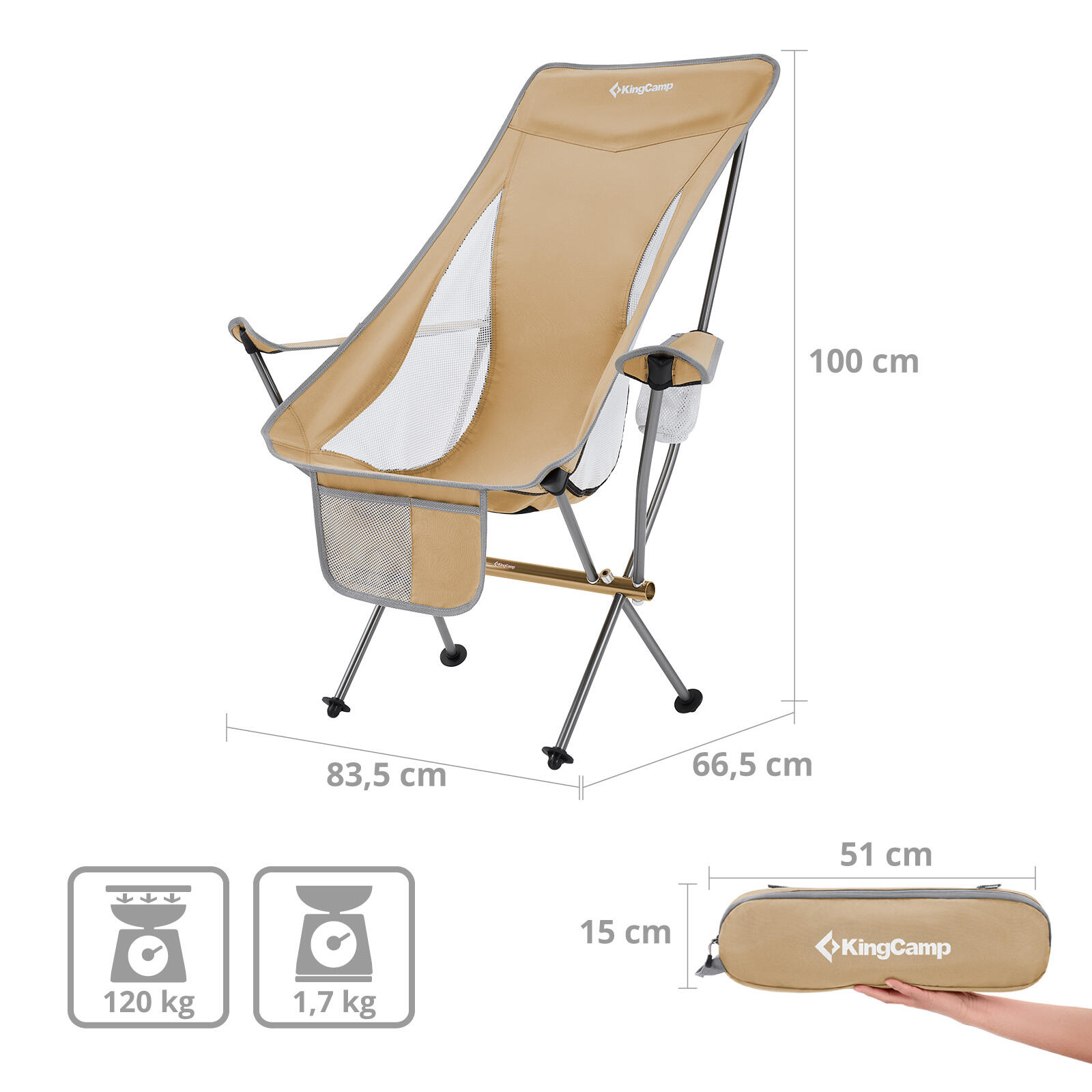 Sedia da Campeggio Cataby Deluxe pieghevole spiaggia Alluminio 120 kg 2/7
