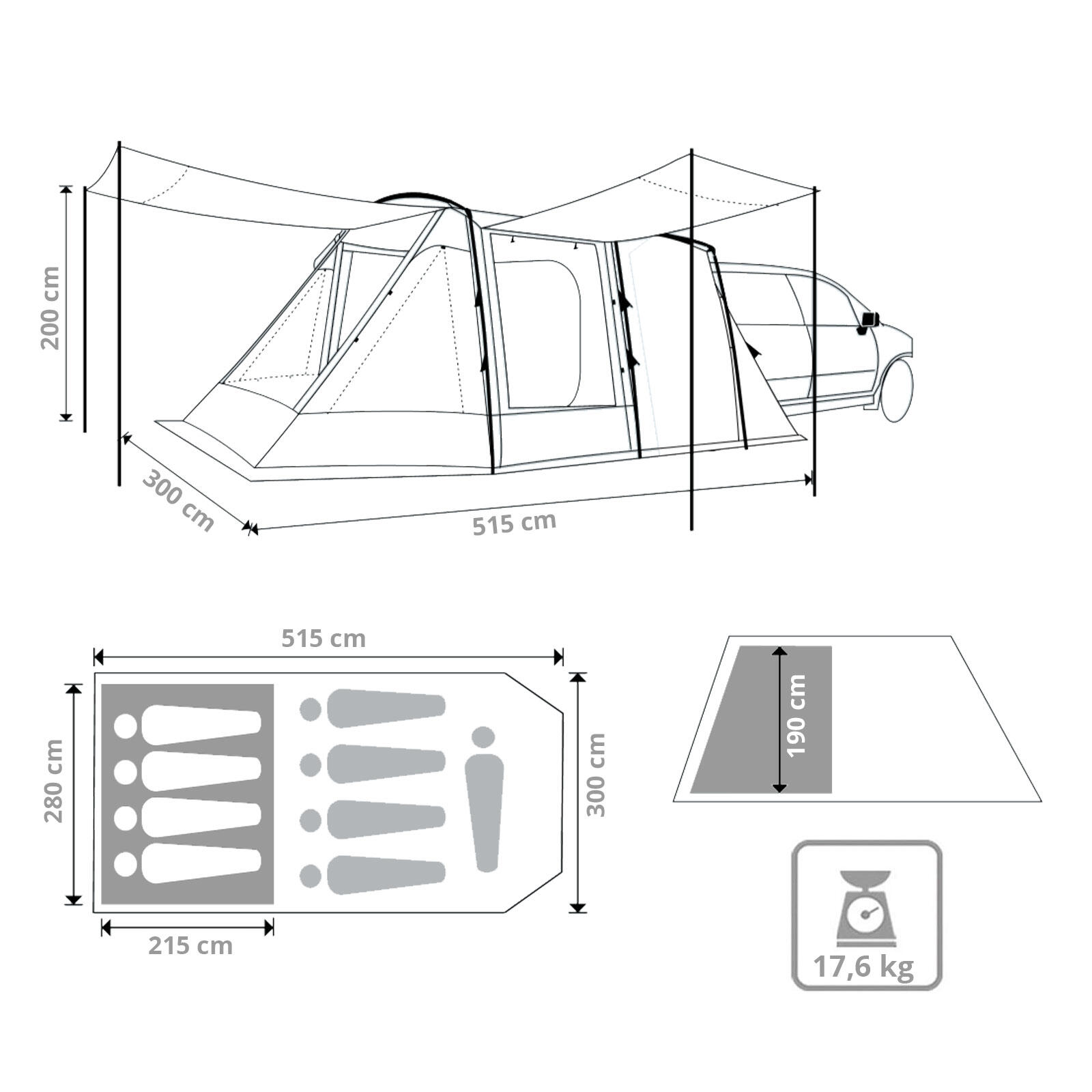 Tenda per autobus posteriore VW anteriore furgoni SUV Vestibolo da Campeggio 2/7