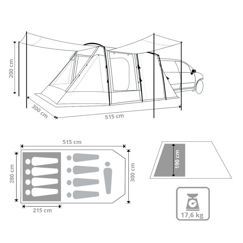 Tente de bus Capri arrière VW Auvent SUV Van Camping Antichambre 3000 mm