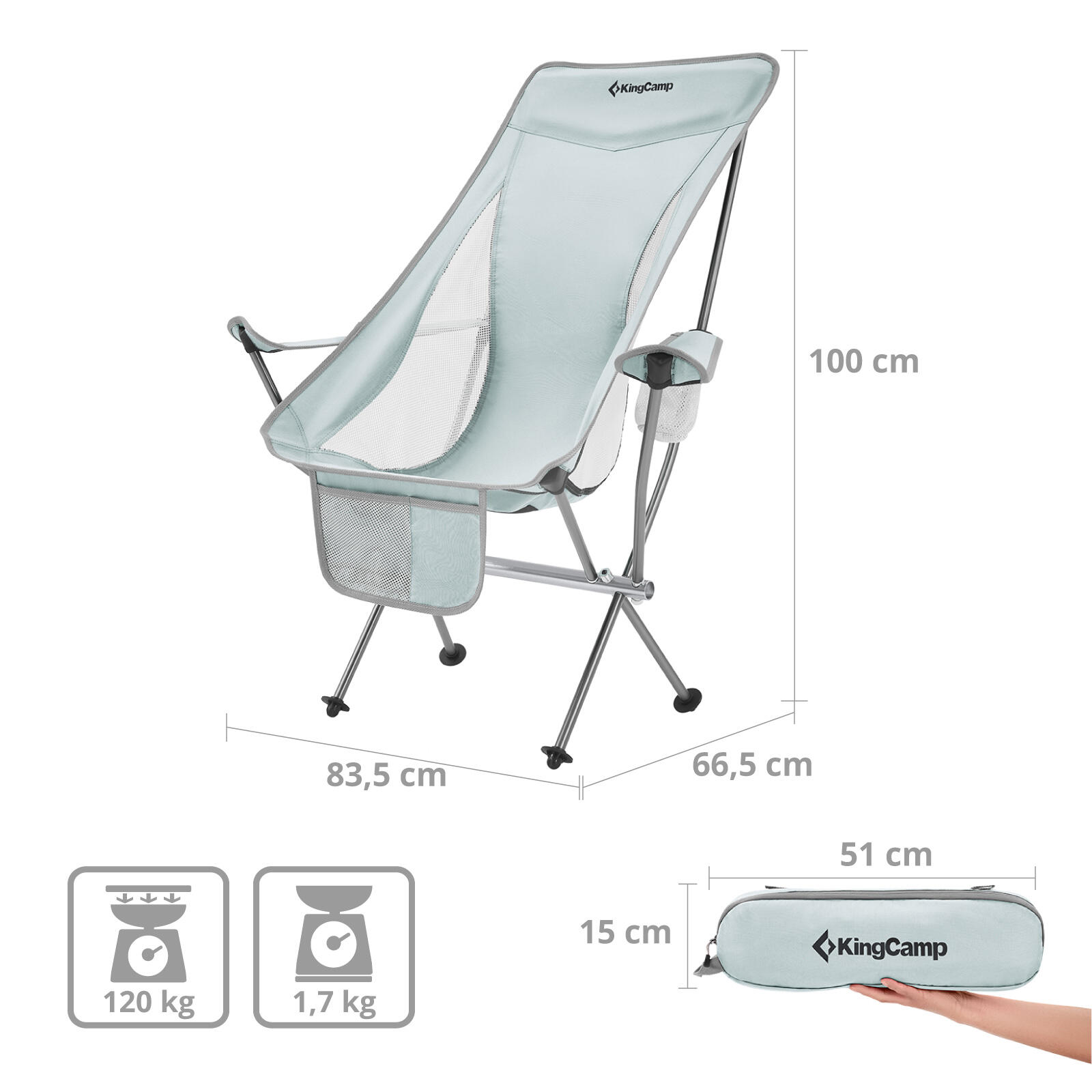 Sedia da Campeggio Cataby Deluxe pieghevole spiaggia Alluminio 120 kg 2/7