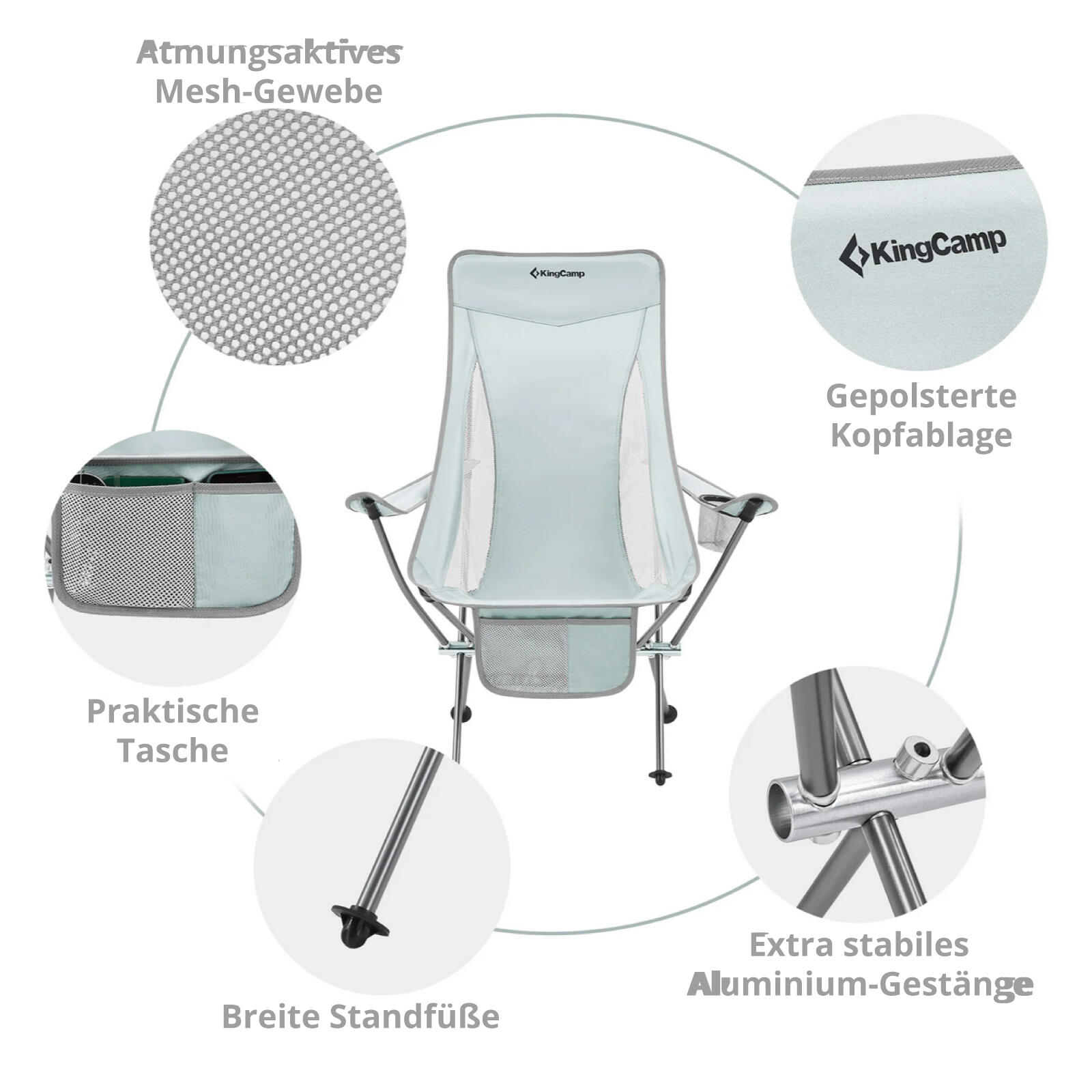 Sedia da Campeggio Cataby Deluxe pieghevole spiaggia Alluminio 120 kg 4/7