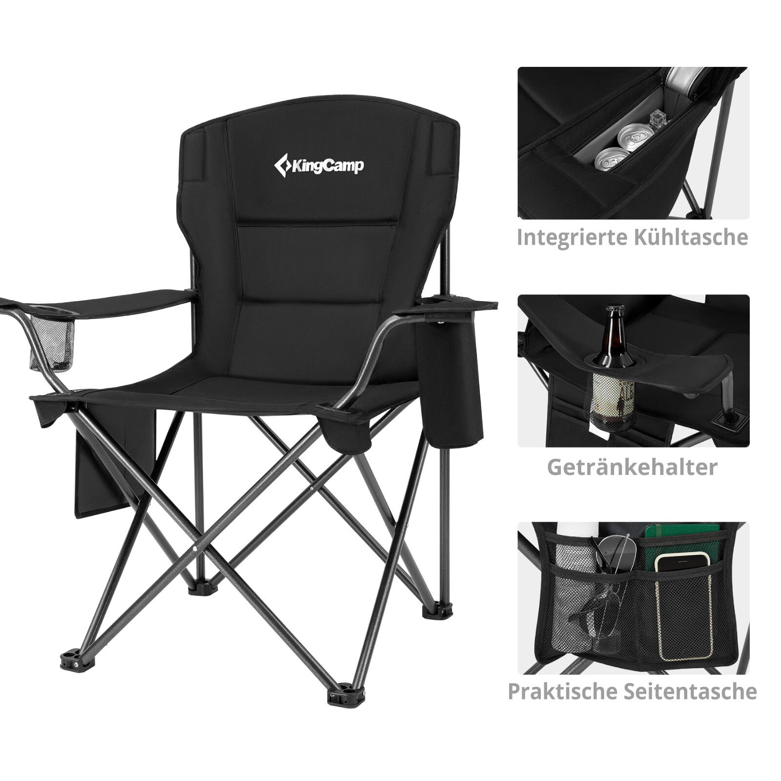 Sedia da Campeggio Oakdale pieghevole XL spiaggia Acciaio leggero 136kg 4/5