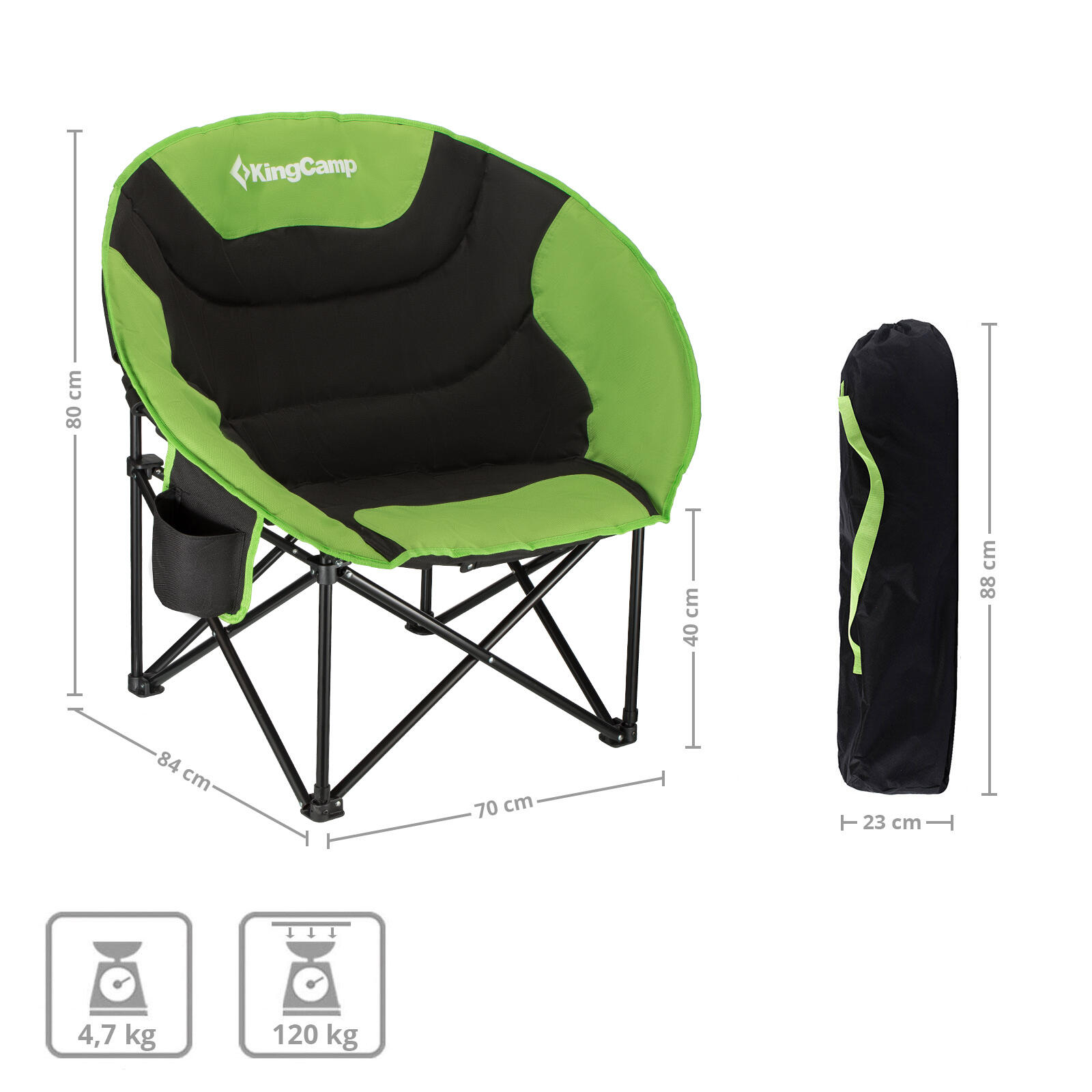 Sedia da Campeggio MoonChair L pieghevole pesca giardino Outdoor 120kg 2/7