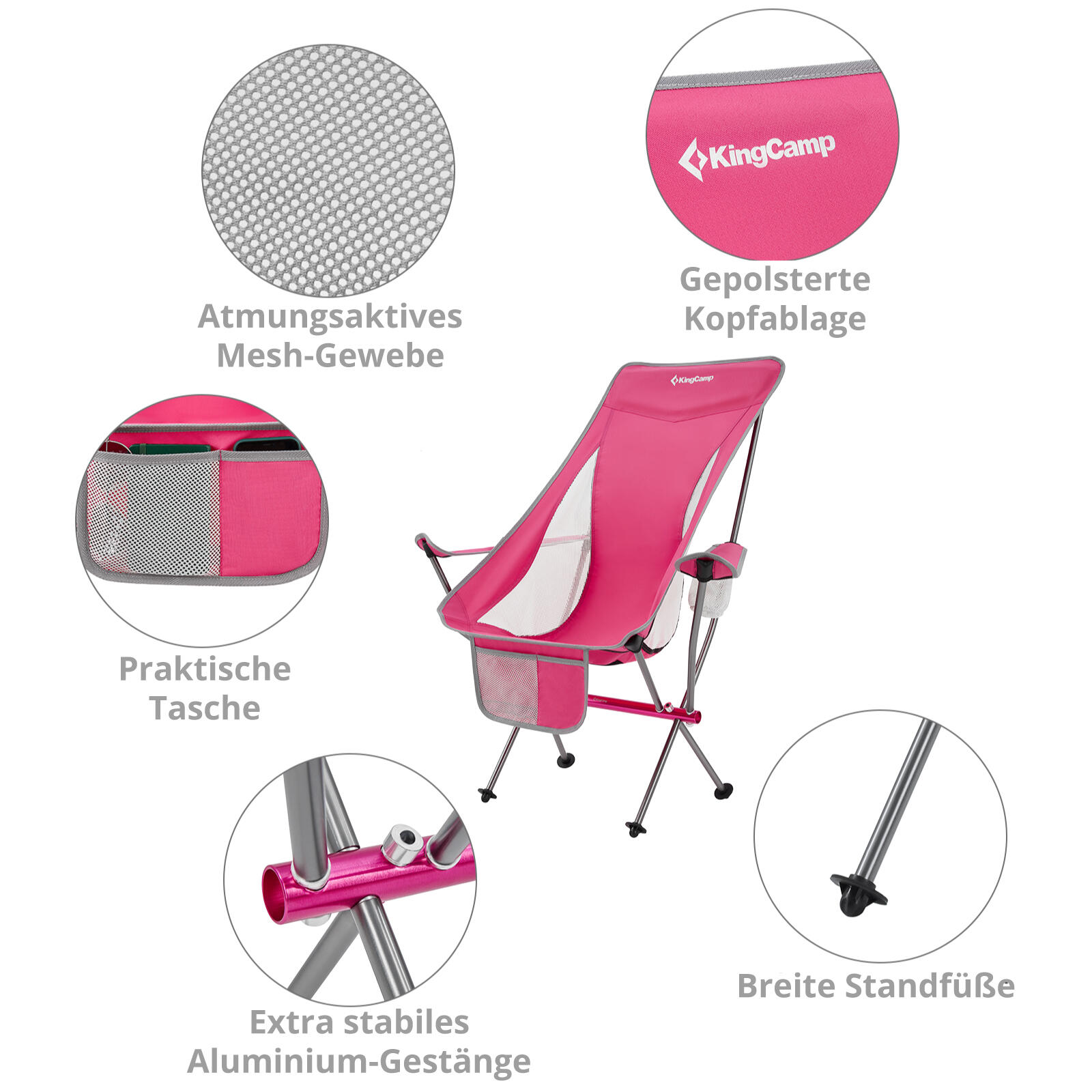 Sedia da Campeggio Cataby Deluxe pieghevole spiaggia Alluminio 120 kg 4/7