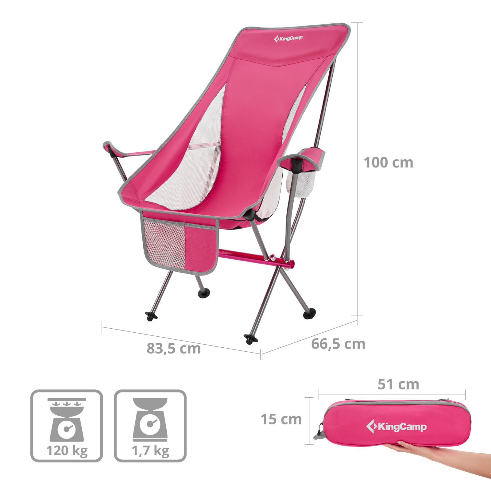 Sedia da Campeggio Cataby Deluxe pieghevole spiaggia Alluminio 120 kg 2/7