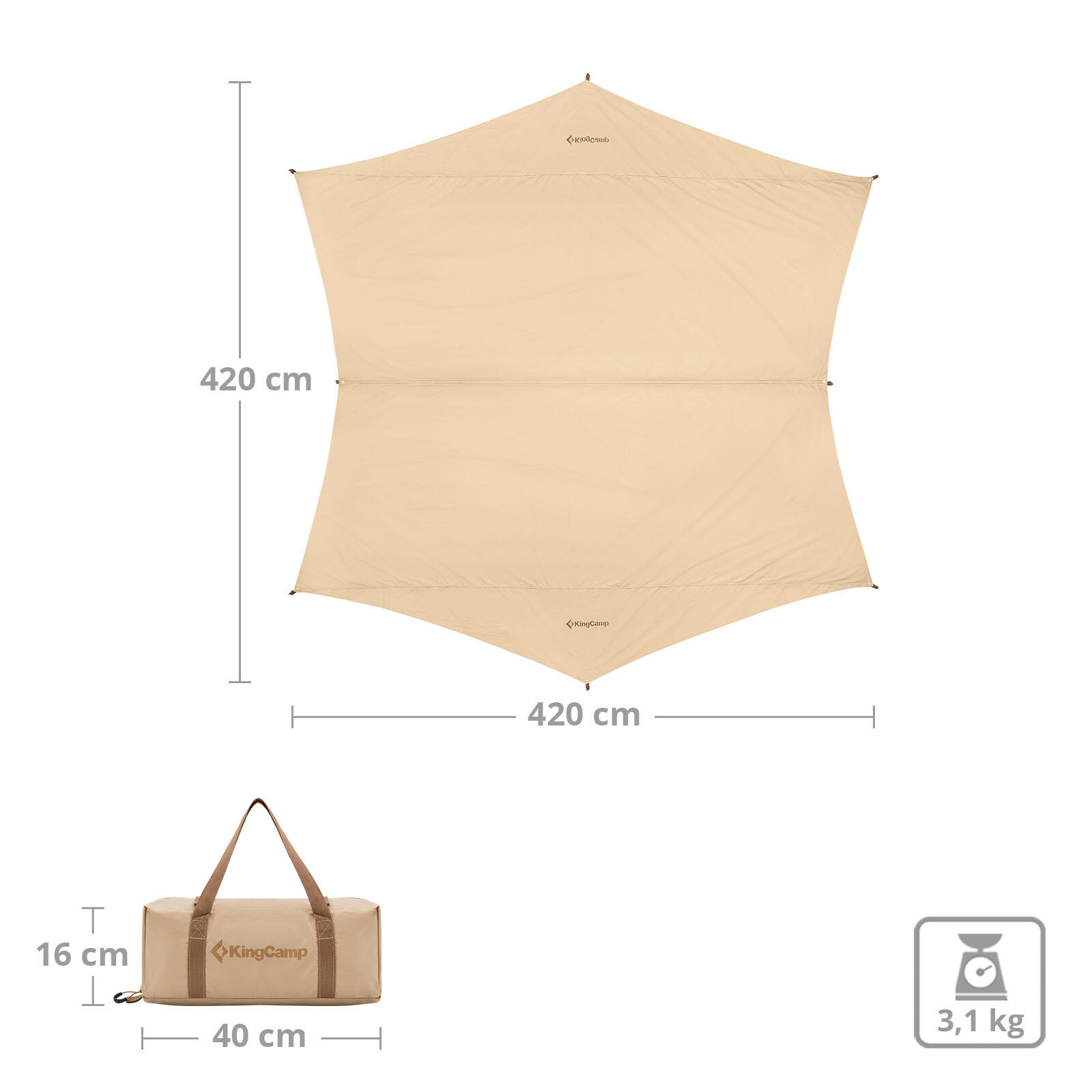 Tarp Khan T Sonnensegel Camping Wind Schutz Vor Zelt Plane Baumwolle 2/6