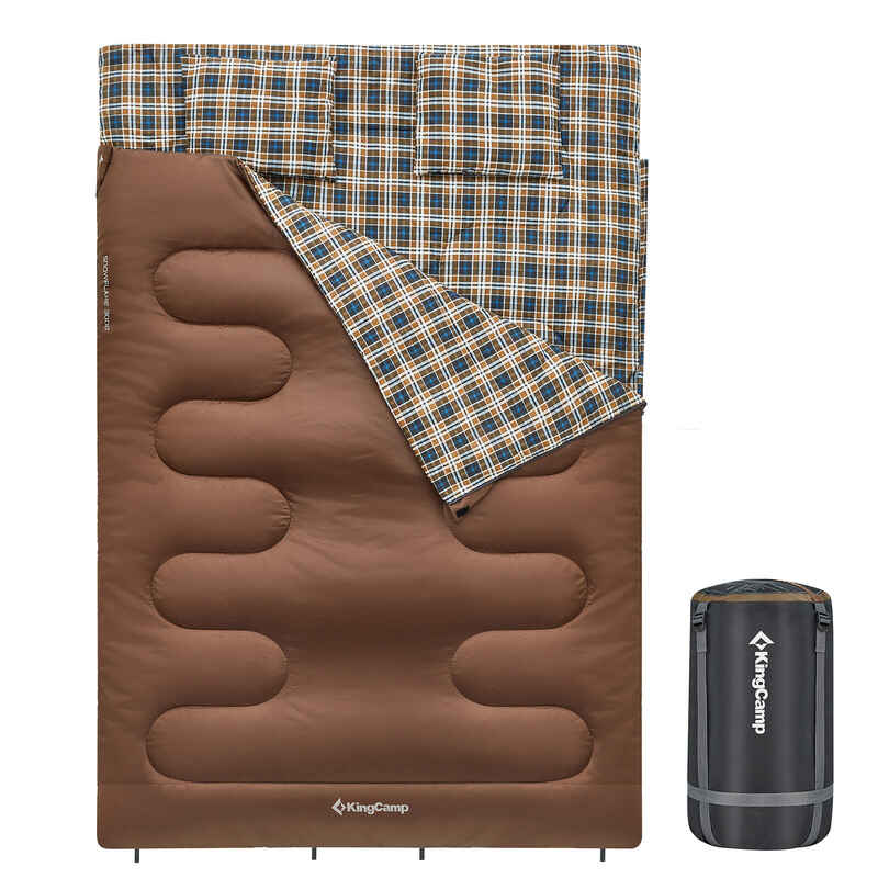 KINGCAMP Deckenschlafsack Snowflake 300D 2 Personen Doppel Schlafsack Lang +7°C