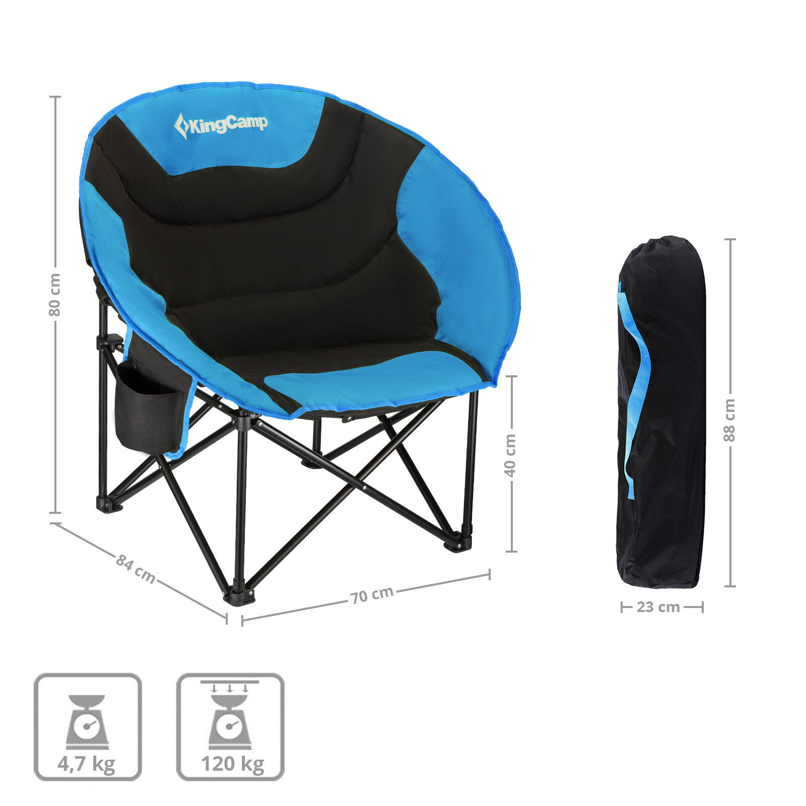 Sedia da Campeggio MoonChair L pieghevole pesca giardino Outdoor 120kg 2/7