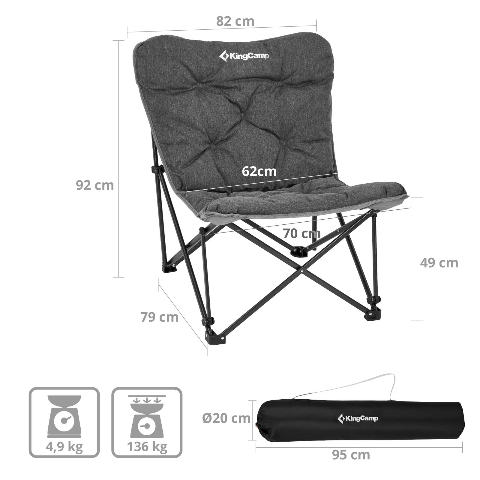 Sedia da Campeggio Lindon Relax butterfly chair lounge acciaio 136kg 2/7