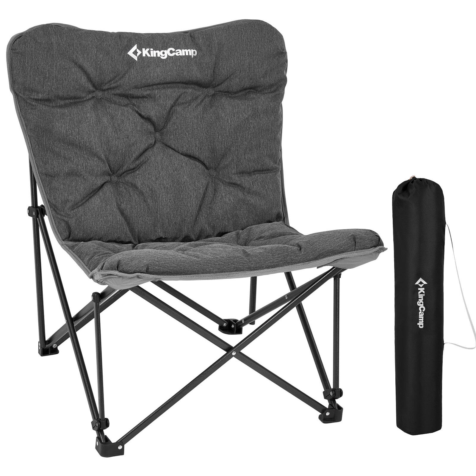 Kingcamp - Chaise De Camping Lindon Relax Butterfly Lounge Acier 136 Kg - Chaise - Gris - Taille Unique - Decathlon