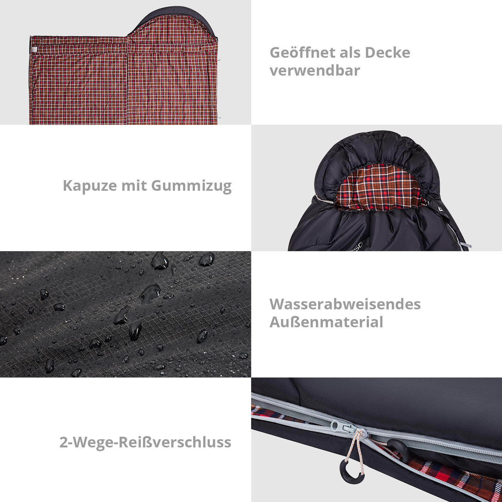 Manta saco de dormir Freespace 250 invierno algodón ancho 12°C 4/6
