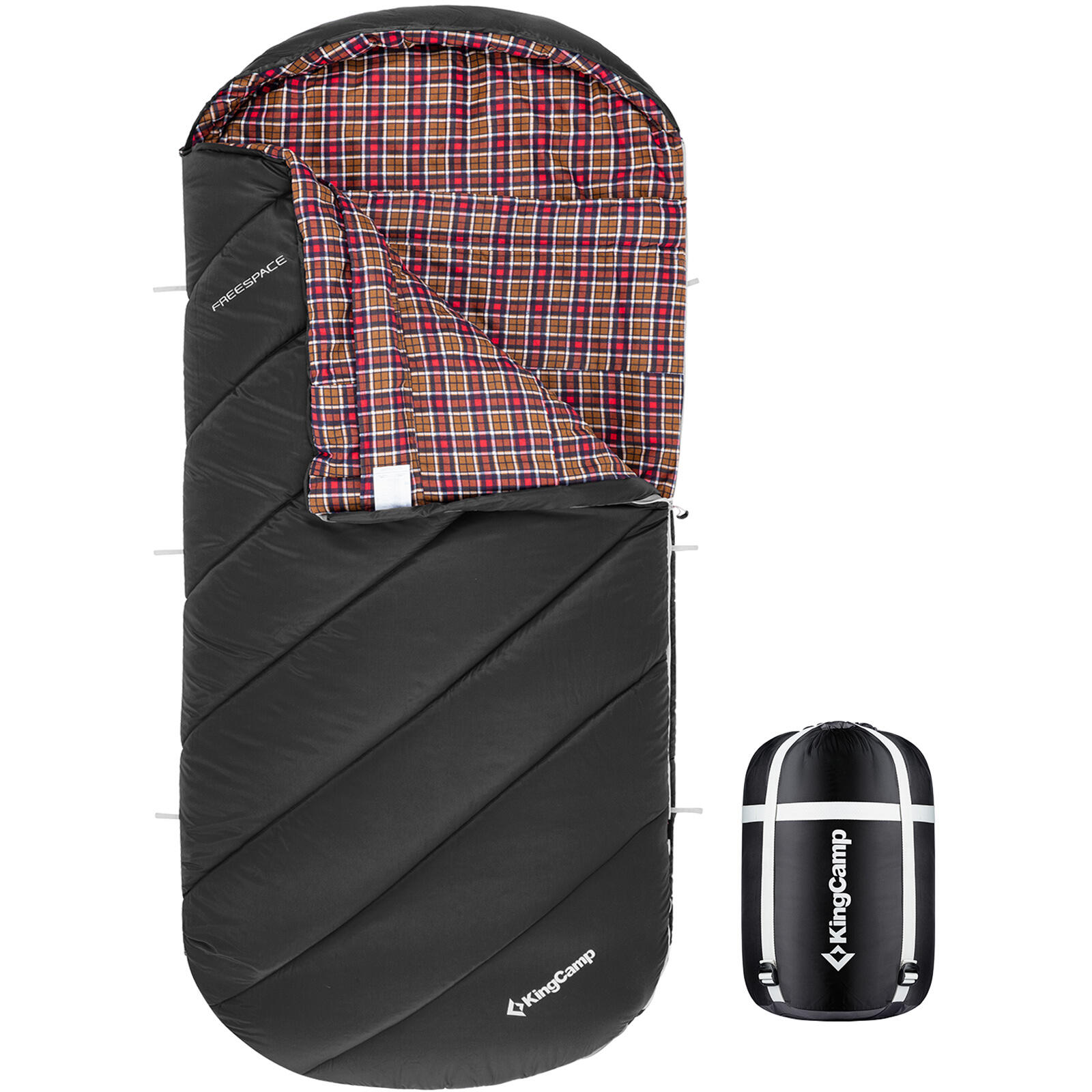 Kingcamp - Sac De Couchage D'Hiver Freespace 250 Large Coton 12°c - Sac De Couchage - Noir - Taille Unique - Decathlon