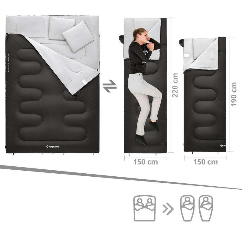 Sac de couchage Oxygen 250 D 2 personnes Double long 12°C