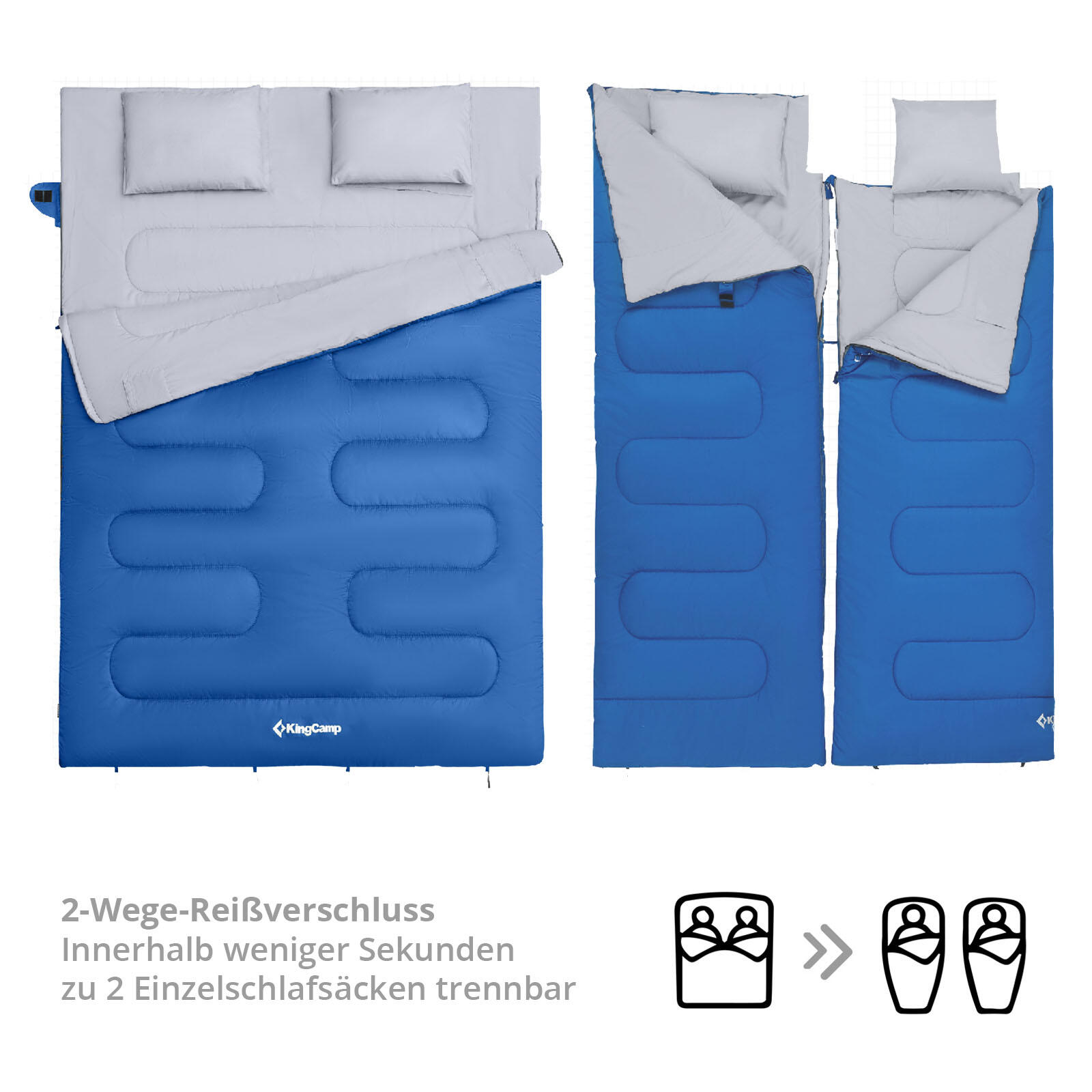 Deckenschlafsack Oxygen 250 D 2 Personen Doppel Schlafsack Lang 12°C 2/5