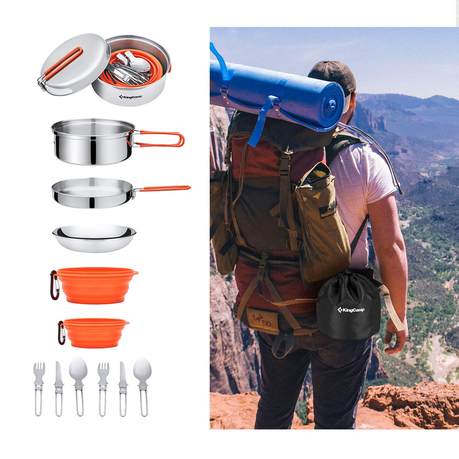 Camping Servies Set Keuken Avonturier I Pro Stalen Braadpan 5/5