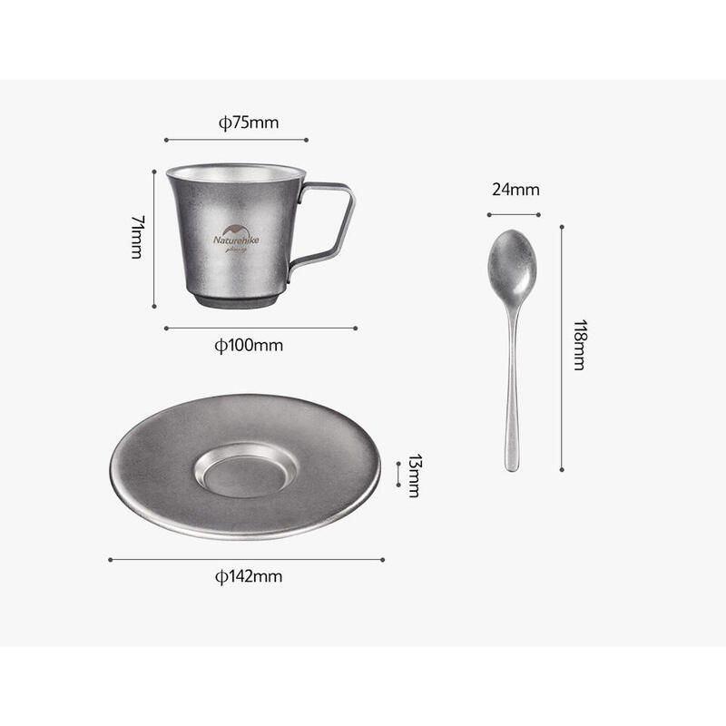 Nature Hiking Stainless Steel Retro Cutlery Double layer cup Set 150ml - Grey