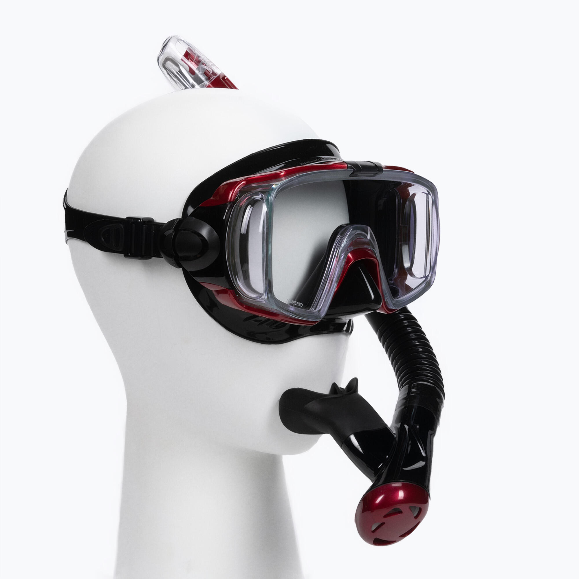 Ensemble de plongée en apnée TUSA Visio Tri-Ex Combo - Noir/Rouge métallisé 5/5
