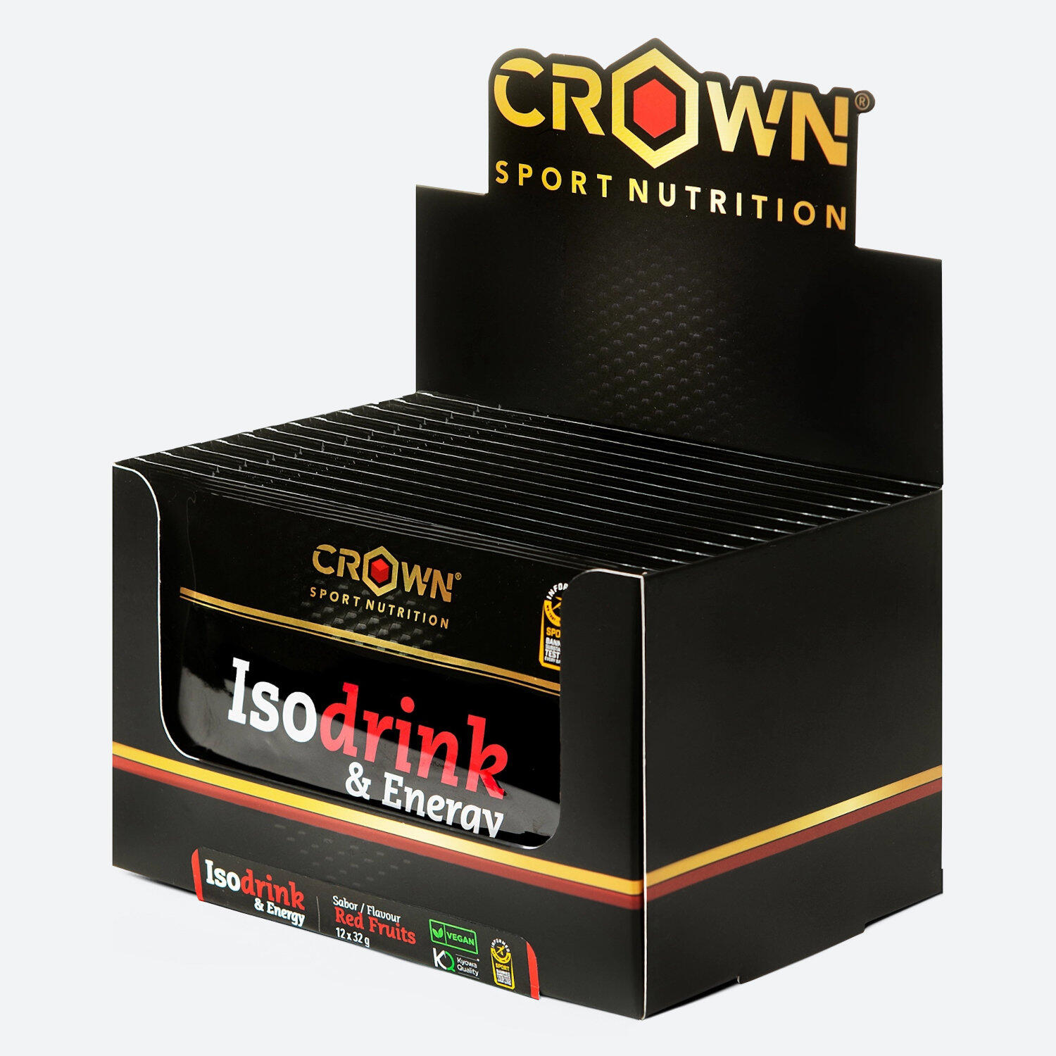 CROWN SPORT NUTRITION Caixa com 12 saquetas de pó isotónico 'Isodrink & Energy' Frutos Vermelhos