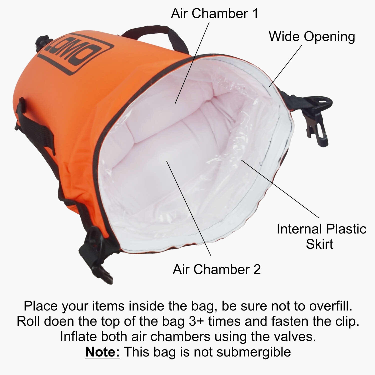 Lomo Swimming Tow Float Dry Bag - Orange 5/8