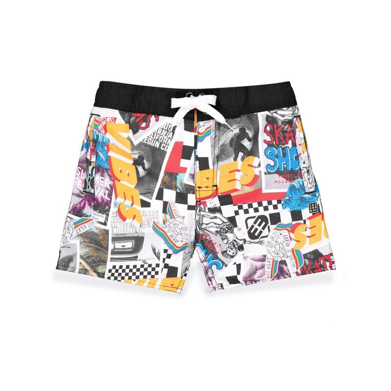 Boardshort court garçon avec ceinture demi-élastiquée Sur