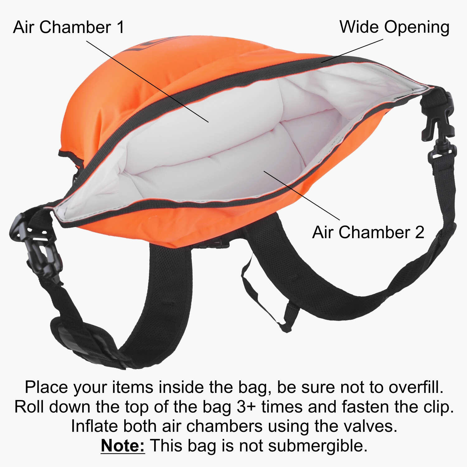 Lomo Swim Run Drybag Tow Float Rucksack - Orange 7/8
