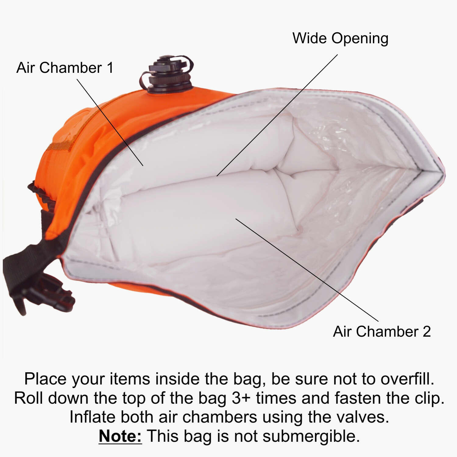 Lomo Swimming Tow Float Dry Bag With Mesh Pouch - Orange 5/6