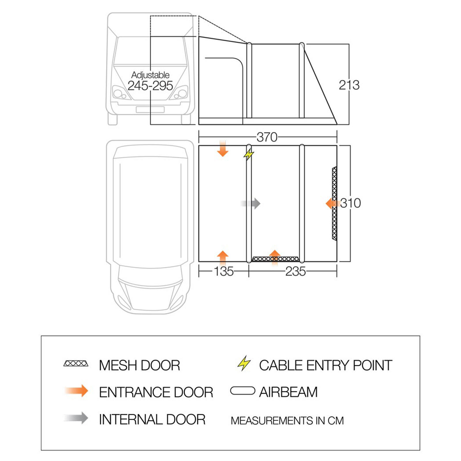 Toldo Autobús Kela Pro Air Tall Camping Car Carpa Aire Furgoneta Hinchable 2/7