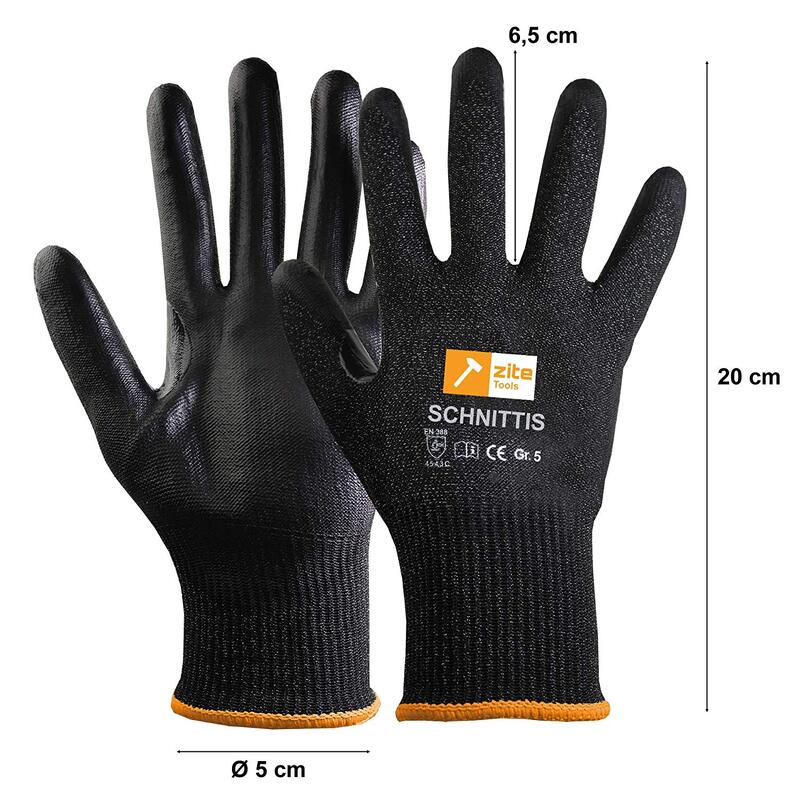 5 Paar Schnittschutz-Handschuhe Kinder EN388 Level 5/5 - Größe 5