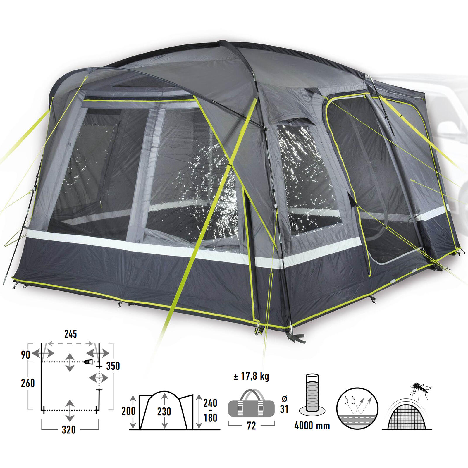 Tente de bus Tour 2.0 Van SUV VW Camping Auvent 4000 mm 2/7