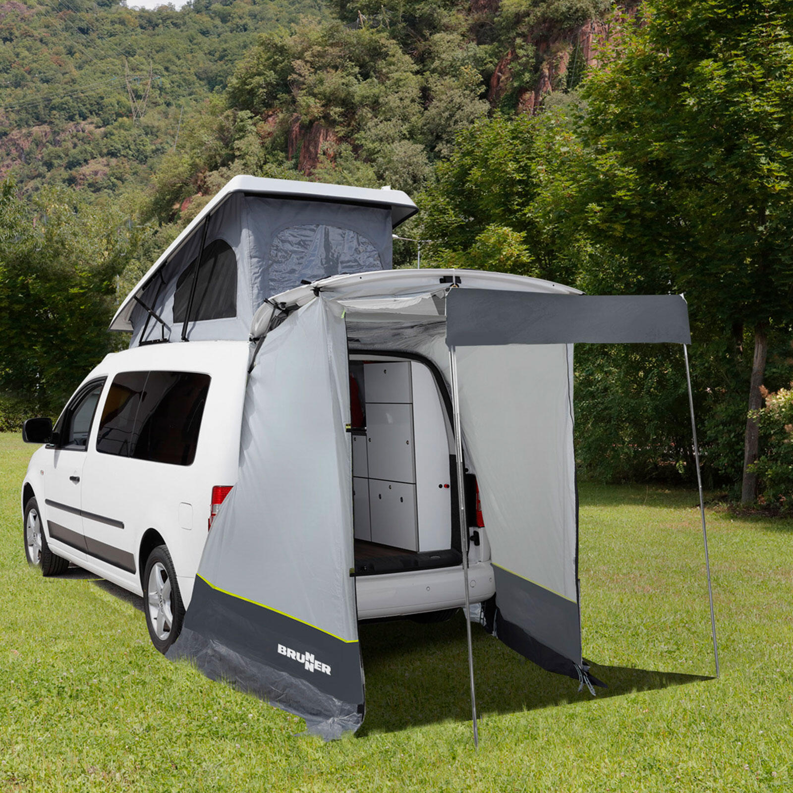 BRUNNER Achtertent Pilote Caddy Mini Camper Bus Voortent SUV Achterklep Camping