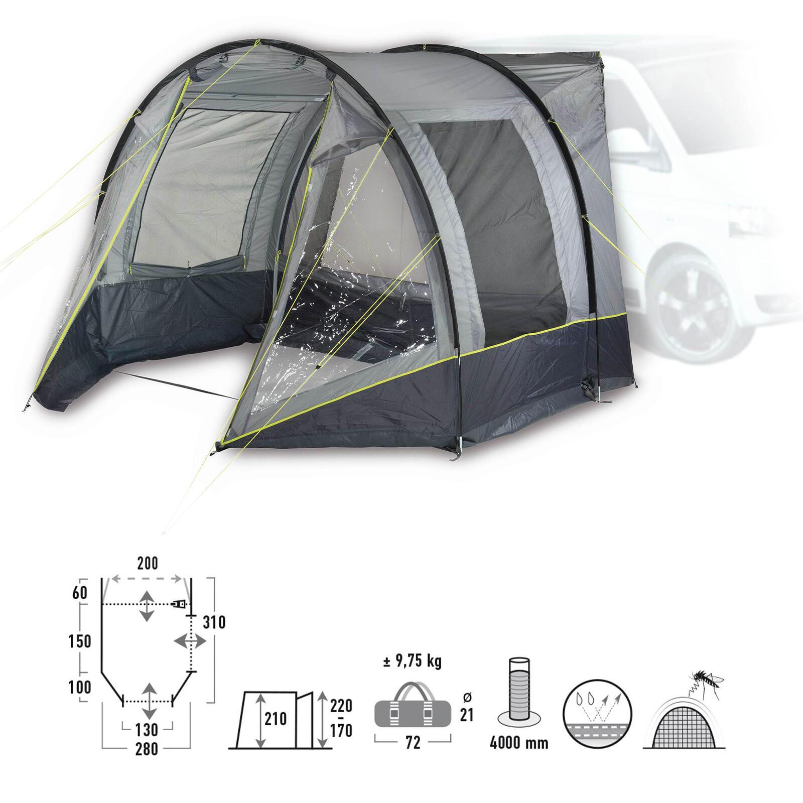Tente de bus Avio Auvent camping Van SUV VW 170-220 cm 2/7