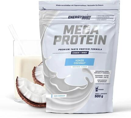 Mega Protein Karamell, Eiweißshake Proteinpulver mit Whey & Casein, 500 g