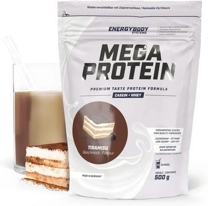 Mega Protein Karamell, Eiweißshake Proteinpulver mit Whey & Casein, 500 g