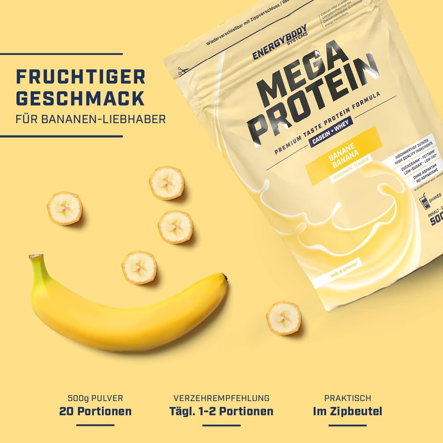 Mega Protein Banane, Mehrkomponenten-Protein Eiweißshake Proteinpulver mit Whey 2/4