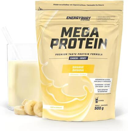 Mega Protein Karamell, Eiweißshake Proteinpulver mit Whey & Casein, 500 g