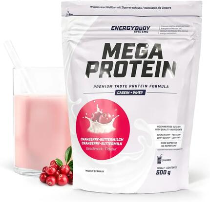 Mega Protein Karamell, Eiweißshake Proteinpulver mit Whey & Casein, 500 g