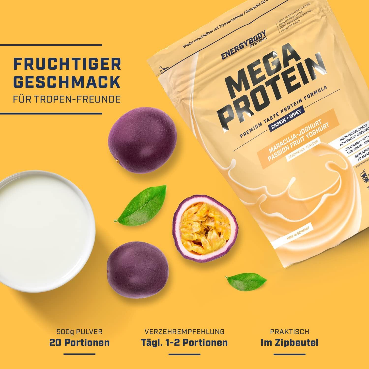 Mega Protein Maracuja-Joghurt, Mehrkomponenten-Protein Eiweißshake Proteinpulver 2/4