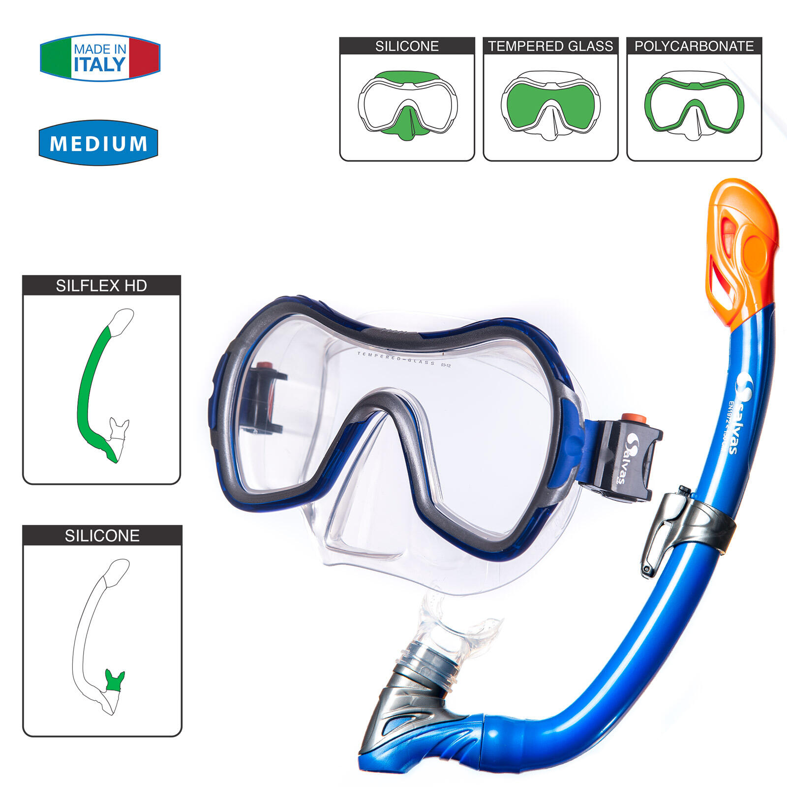 Set infantil Wave máscara de buceo + tubo DryTop silicona 2/4