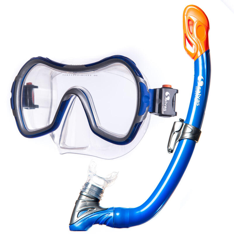 Kinderset Golfduikmasker + snorkel duiker fitting DryTop siliconen