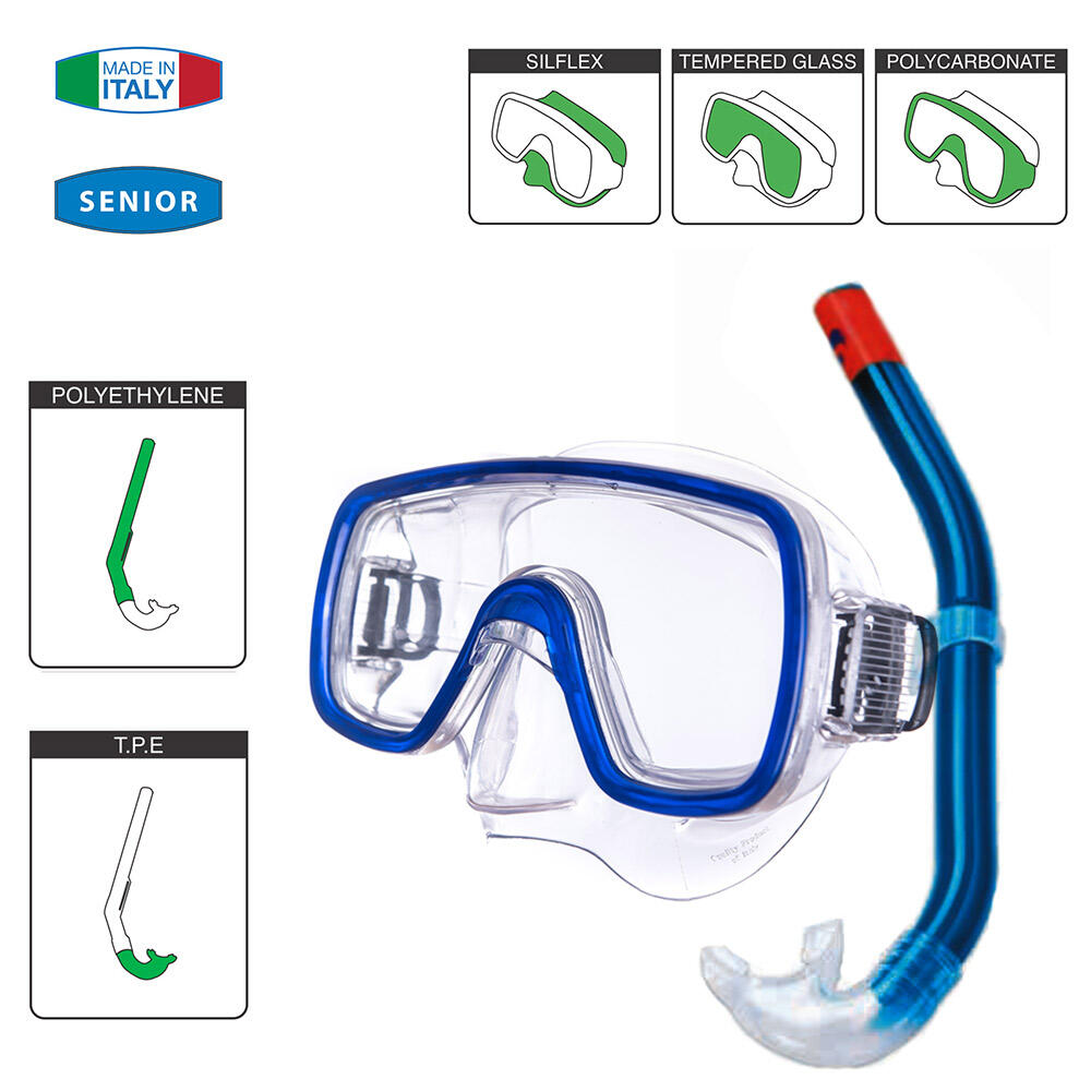 Conjunto Kalua máscara de buceo + snorkel gafas natación adultos 2/4