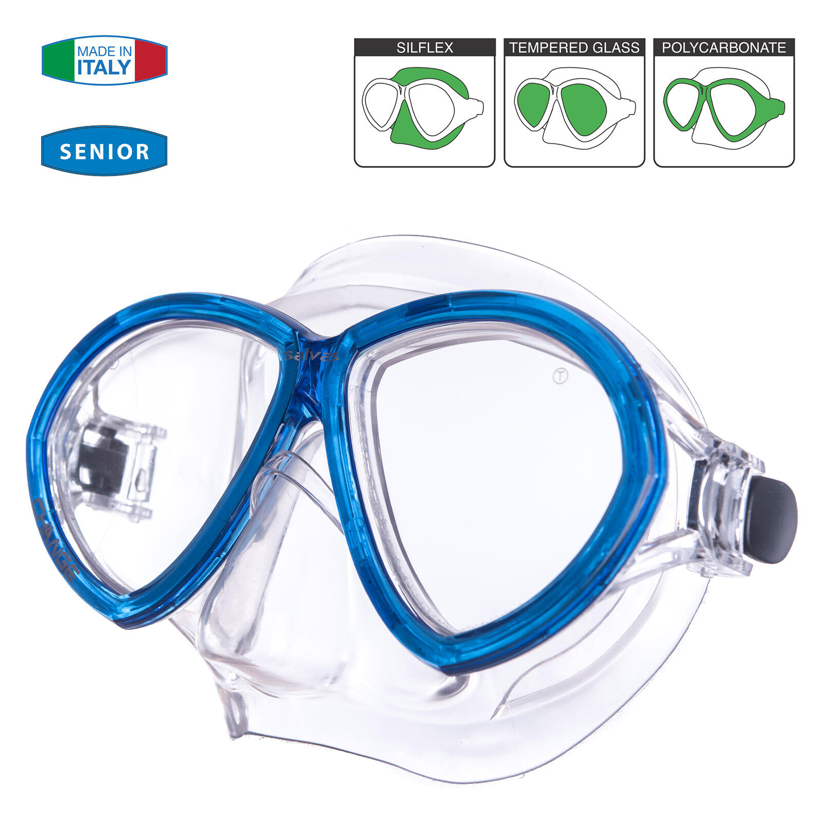 Máscara Buceo Cambio Sr Snorkel Gafas Natación Antivaho Adulto 2/5