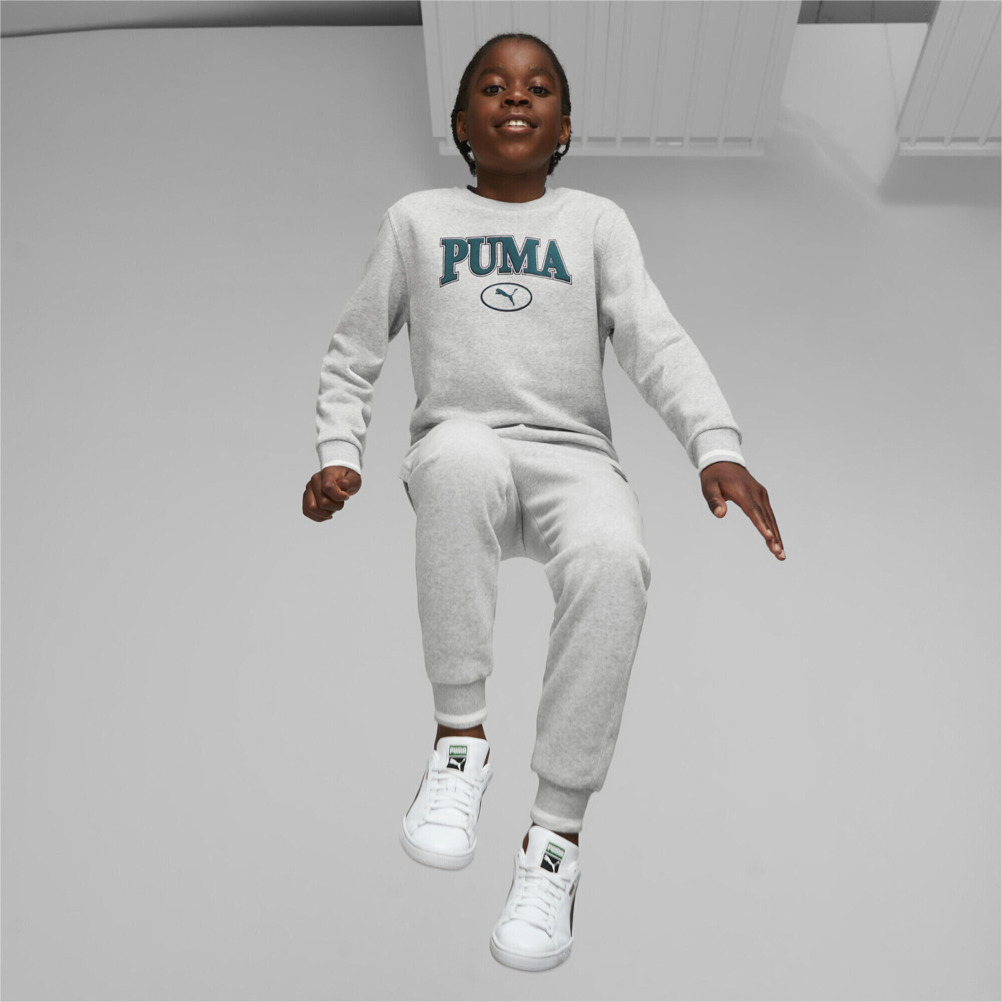 Pantaloni della tuta PUMA SQUAD in pile da ragazzo PUMA Light Gray Heather 4/5