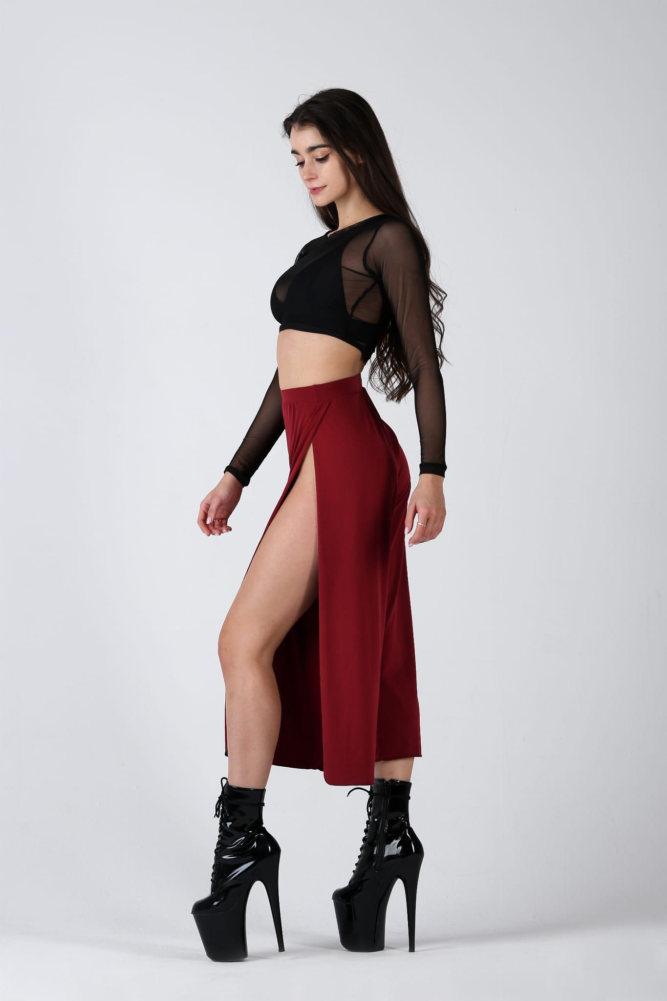 Spodnie do tańca pole dance Rev Activ Sensual z rozcięciami długie 2/3