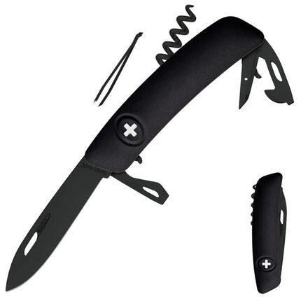 Schweizer Messer D03 AllBlack Taschenmesser Klappmesser 11 Funktionen