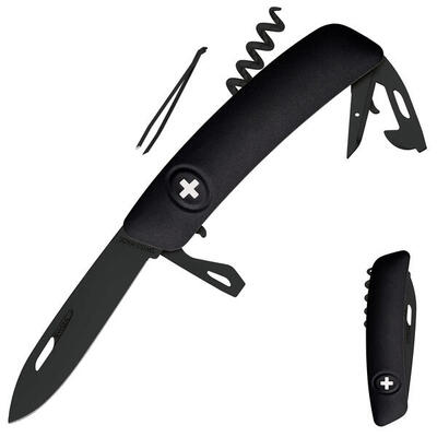 Coltello svizzero D03 AllBlack tascabile pieghevole 11 funzioni